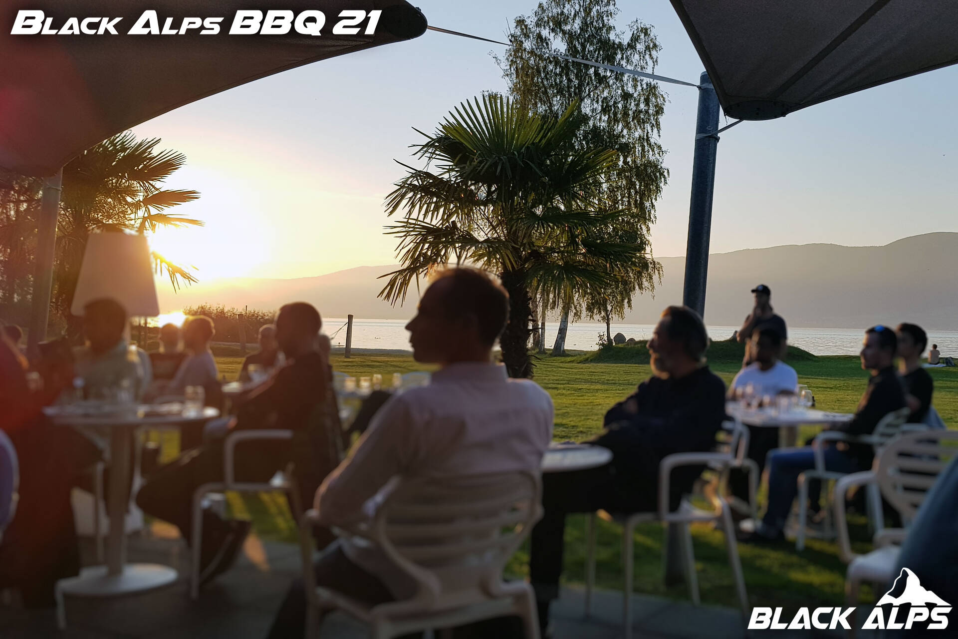 Guests enjoying dinner and networking in the garden